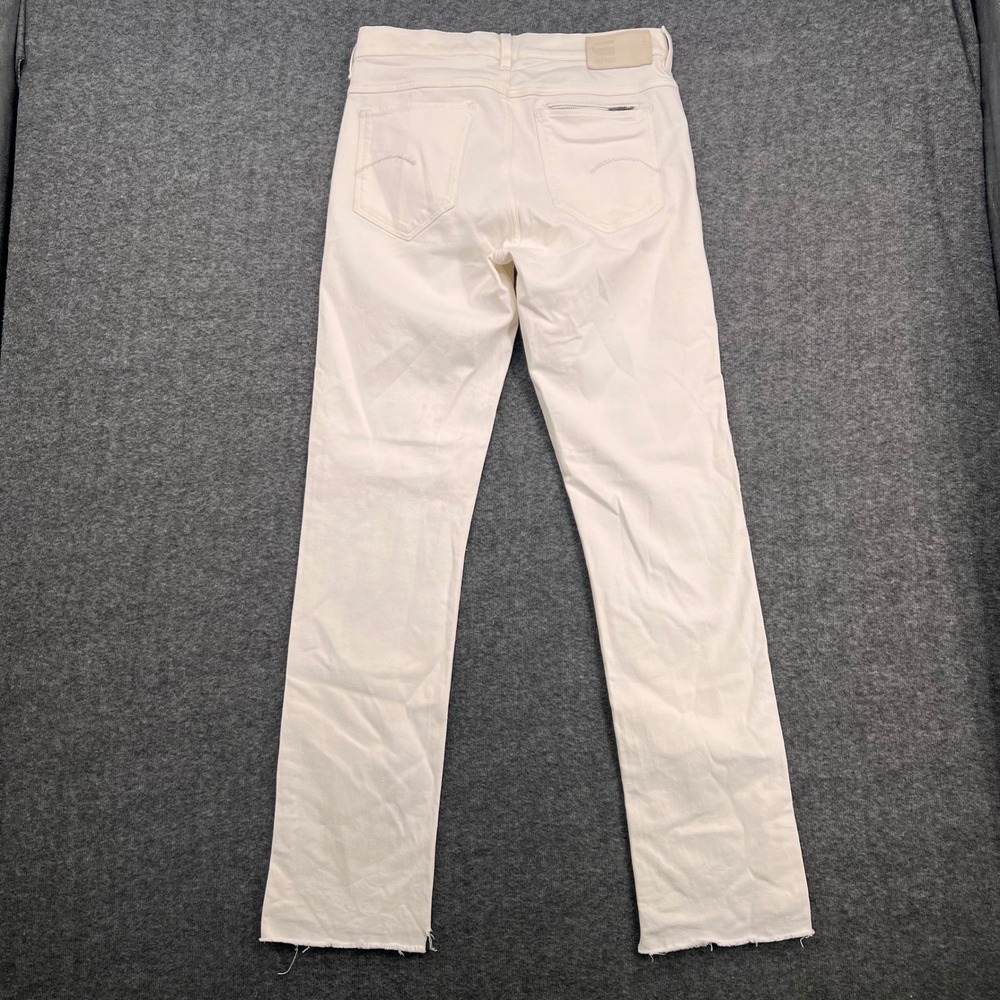 G-Star Raw Noxer Straight Jeans Mens Off White Ecru Frayed Hem Pants 6-Pocket - Picture 6 of 15